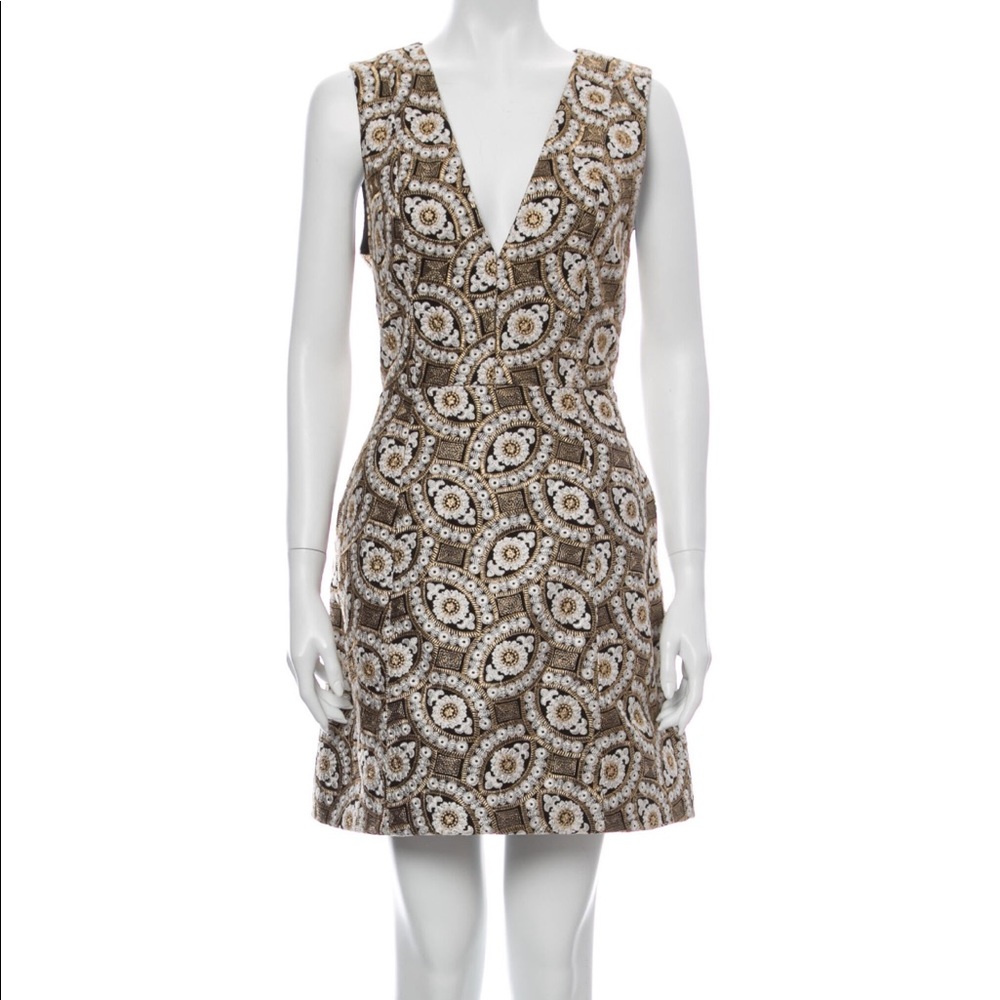 Alice + Olivia Patty Deep V Embroidered Mini Dress